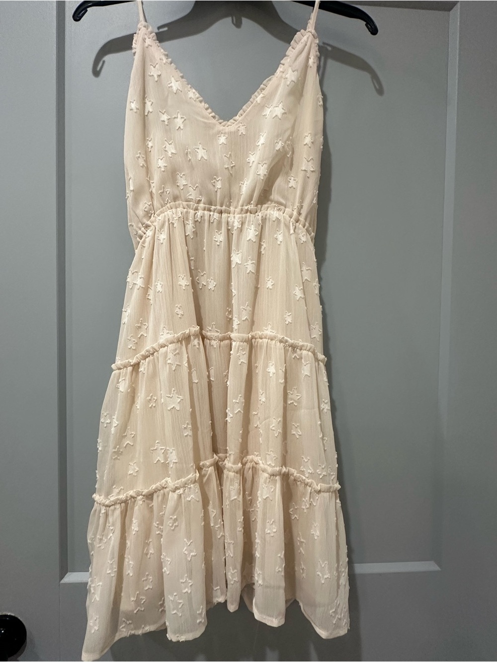 Cream Star Tiered Slip Dress